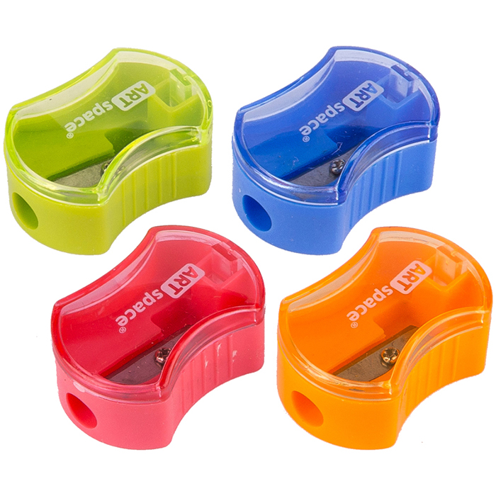 Точилка пластиковая ArtSpace 1 отверстие, контейнер, с крышкой, ассорти SH_6009
