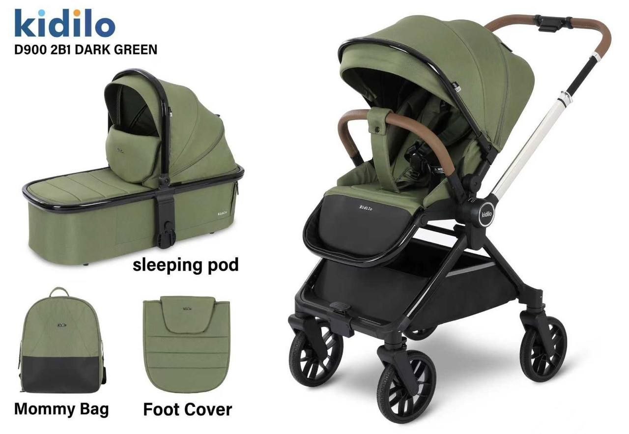 Детская коляска, цвет DARK GREEN арт.D900 Kidilo 2 в 1