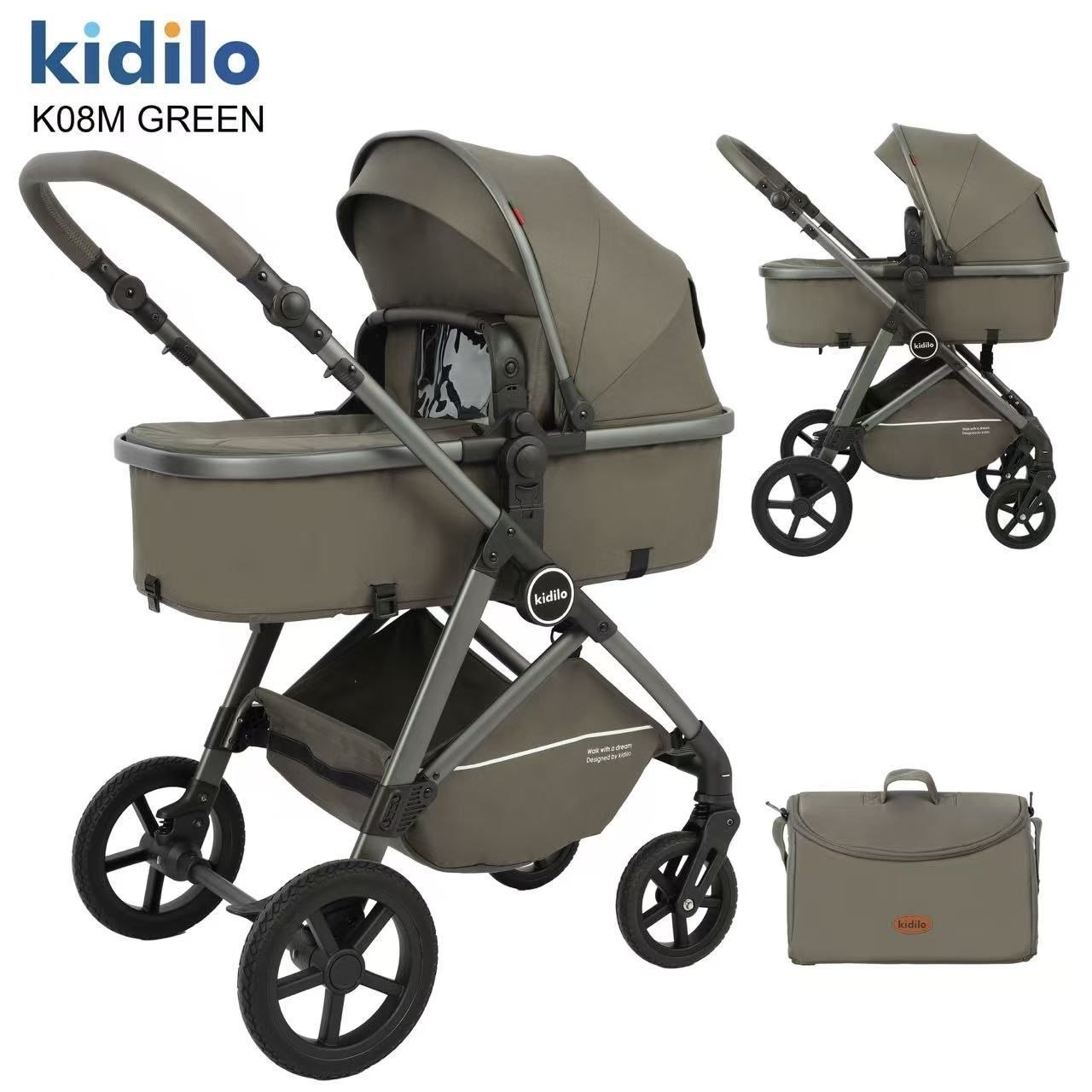Детская коляска, цвет GREEN арт.K 08 M Kidilo