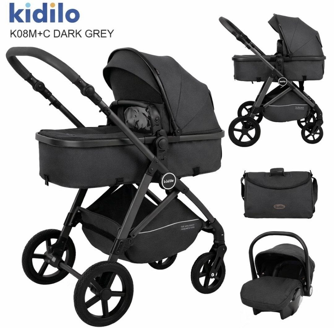 Детская коляска, цвет DARK GREY арт.K 08 M+C Kidilo