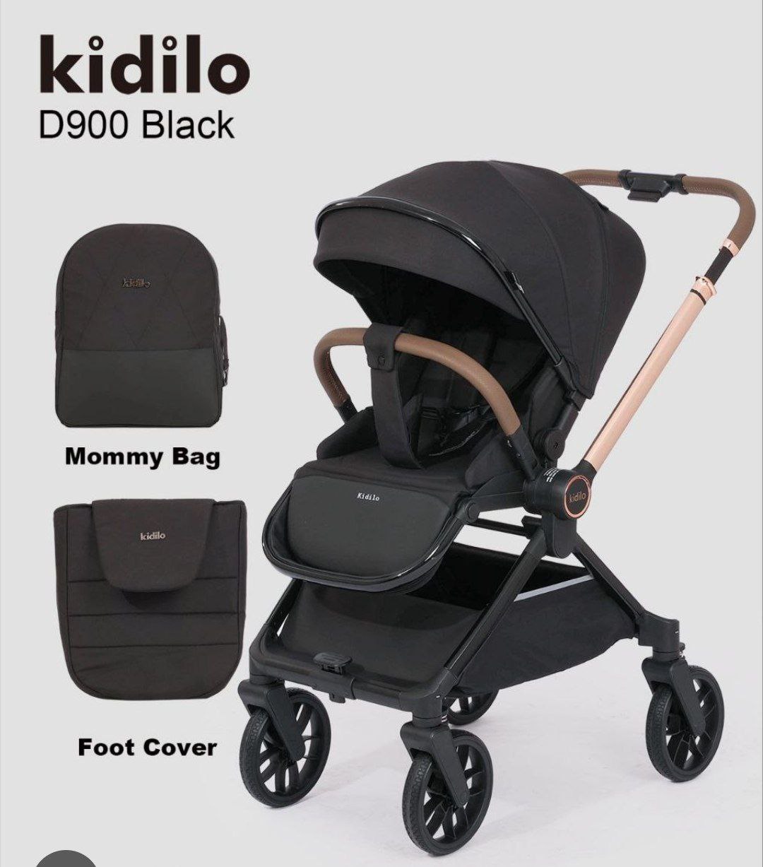 Коляска детская,цвет черный арт.D900 Kidilo