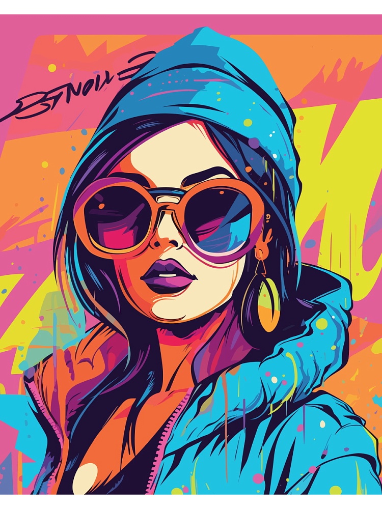 Холст с красками 40х50 см по номер. Девушка в стиле поп-арт (Арт. 1123166) Джаззл